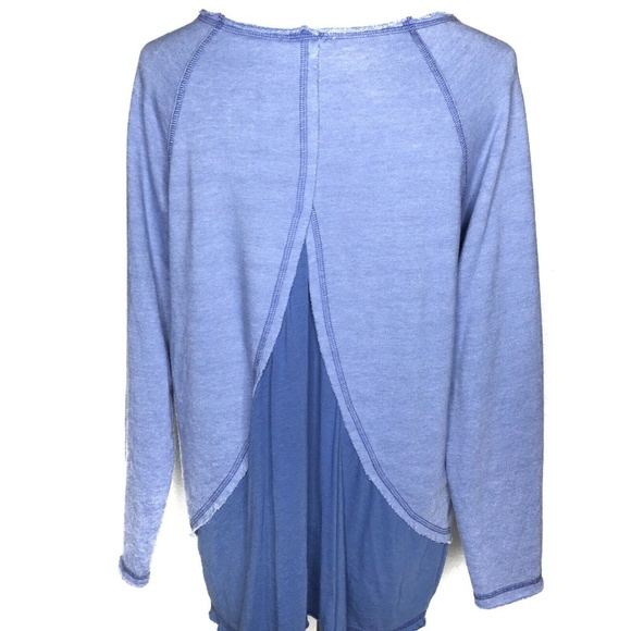 Soft Surroundings Fleece Tunic Top Raw Edges Blue Size Medium - Picture 4 of 7